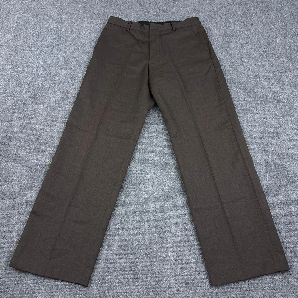 Vintage Banana Republic Dress Pants Men's 31x30 Brown 100% Wool Flat Front Prep